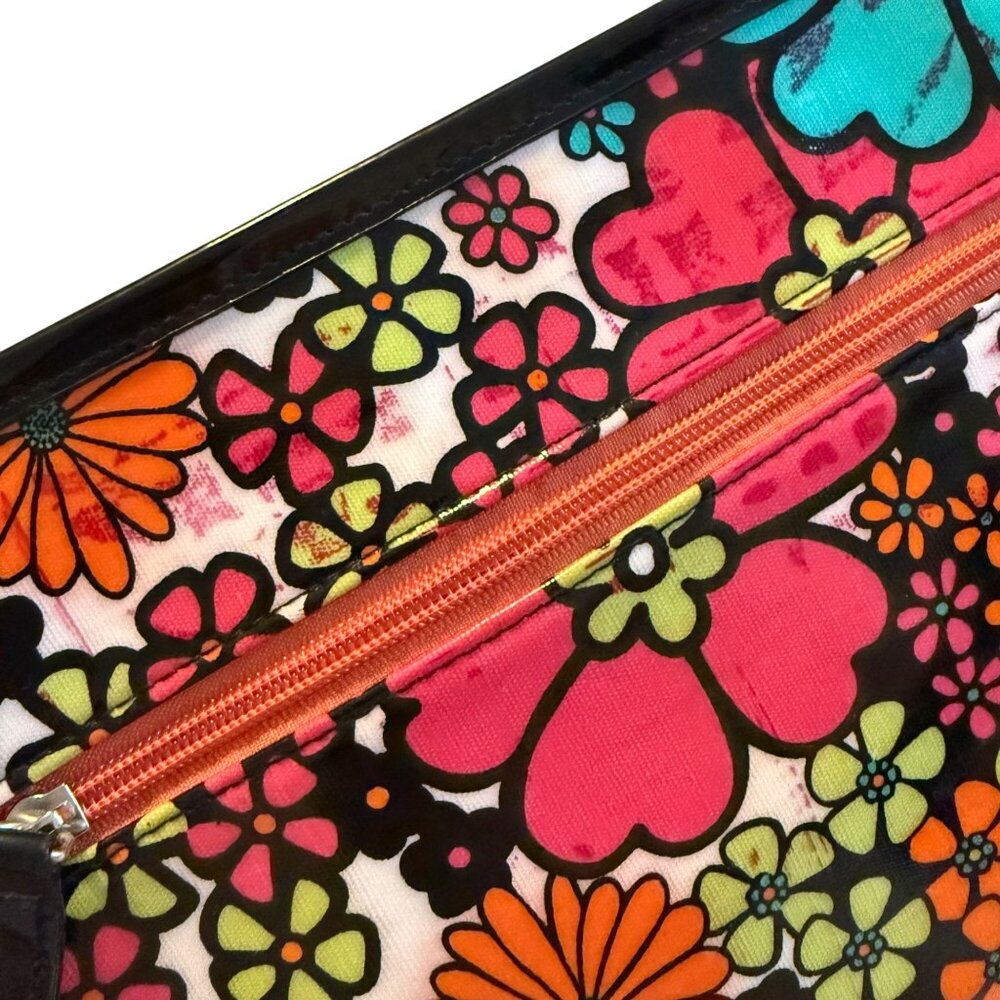 Vintage Nordstrom Cosmetic Bags Vinyl Black 70's Floral Set Lot - Picture 11 of 11